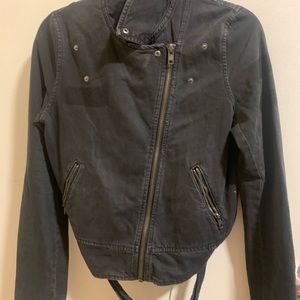 faded black denim jacket